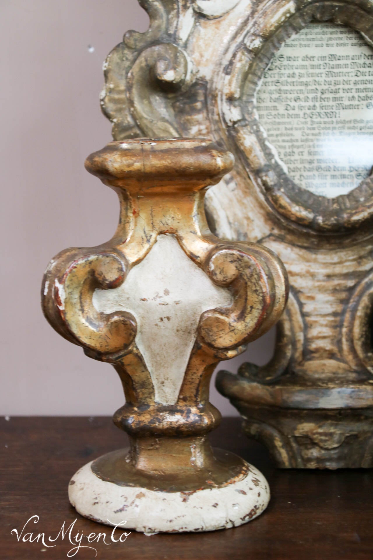 Antique wooden altar vase
